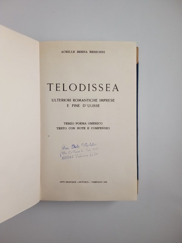 Achille Berna Berionni - Teleodissea - Gentile 1966